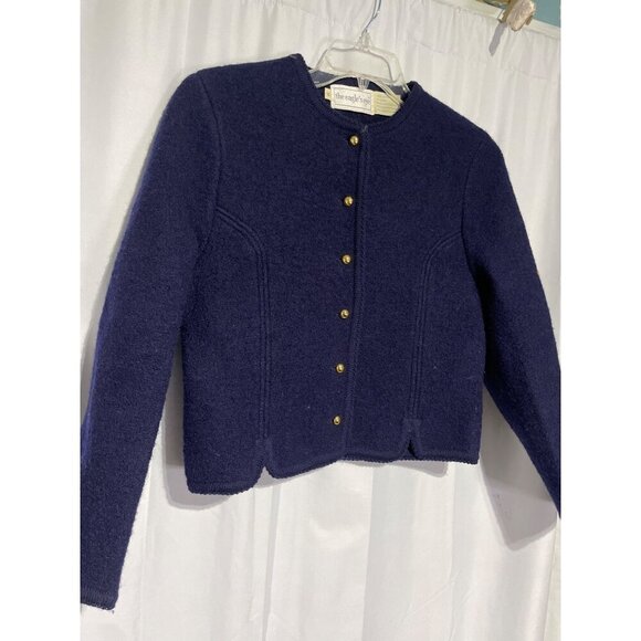 Vintage The Eagle Eye Women's Sweater Cardigan 100% Wool Blue Size 12 - Picture 3 of 6